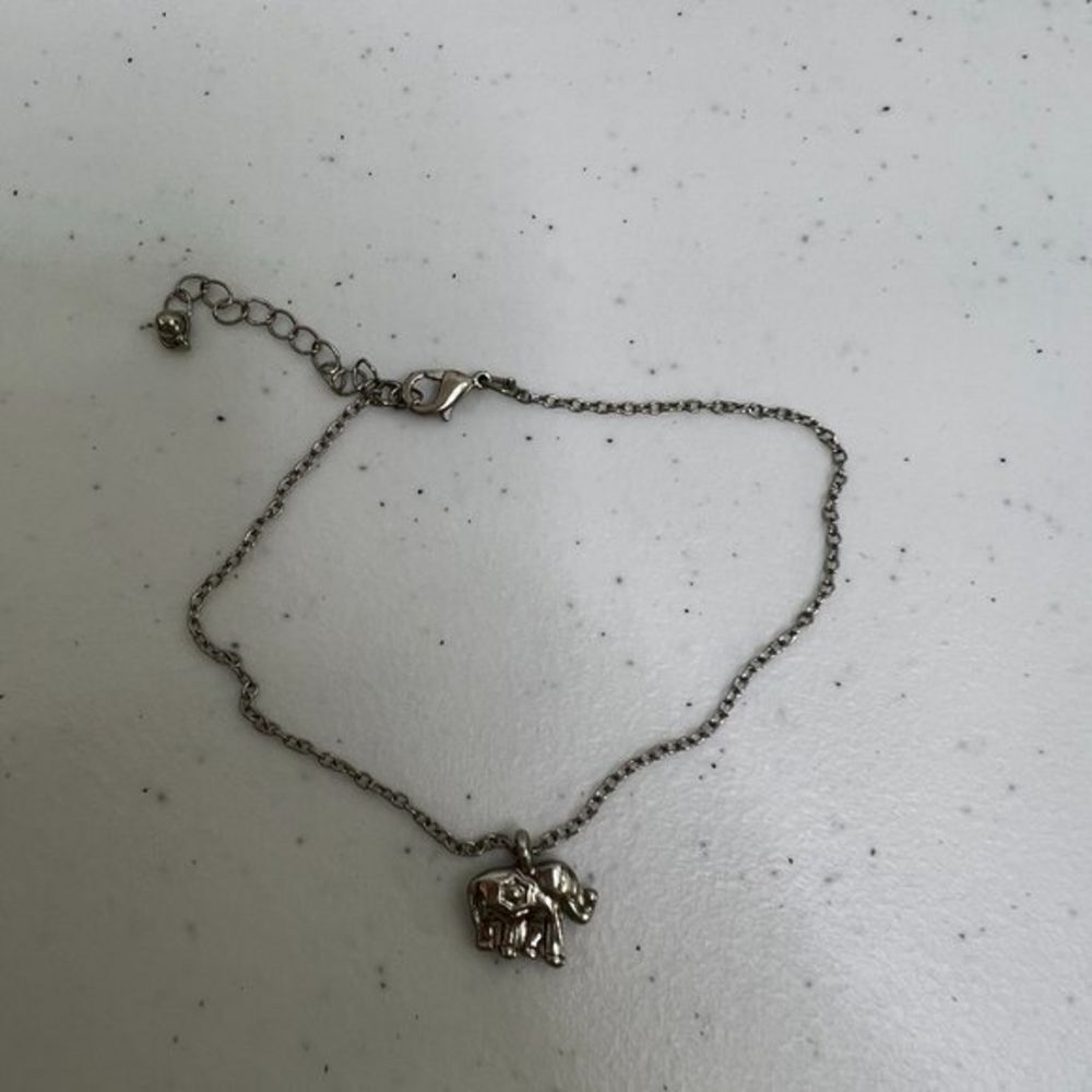 Elephant Charm Bracelet Chain Silver Tone Trunk Up Good Luck Dainty‎ Small